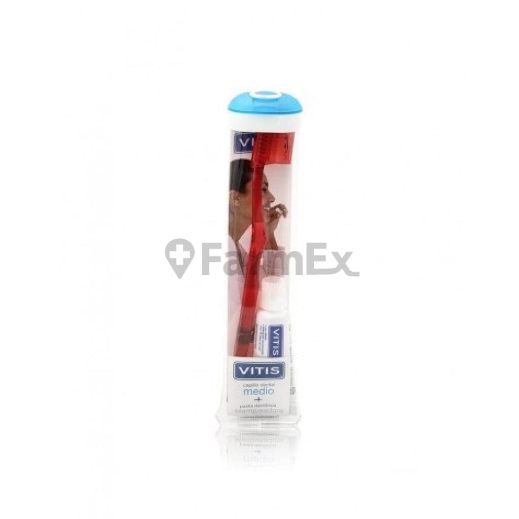 Pack Vitis Cepillo dental Medio + Pasta dental Blanqueadora 15 mL Farmex-Pluxee-Persistente